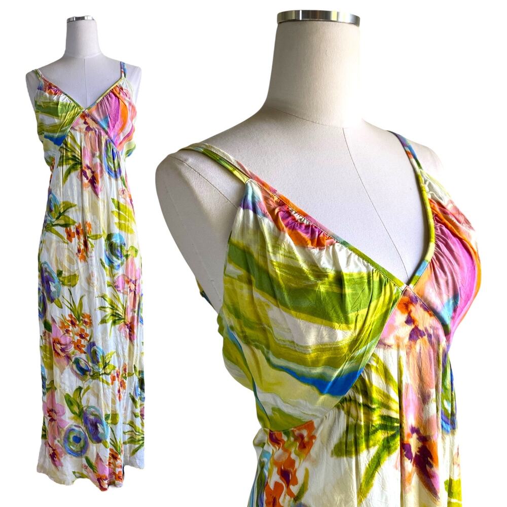 NWT 90s JAM's WORLD Floral Rayon Bias Cut Slip Dress | XL